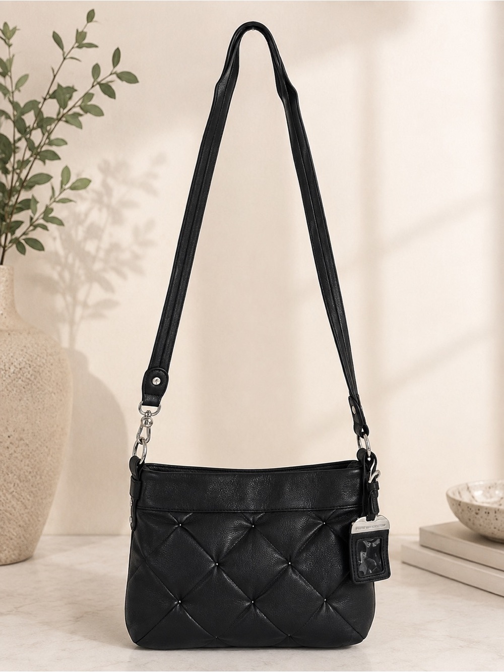 Aimee Kestenberg Black Leather Quilted Crossbody Shoulder Bag - Picture 3 of 11